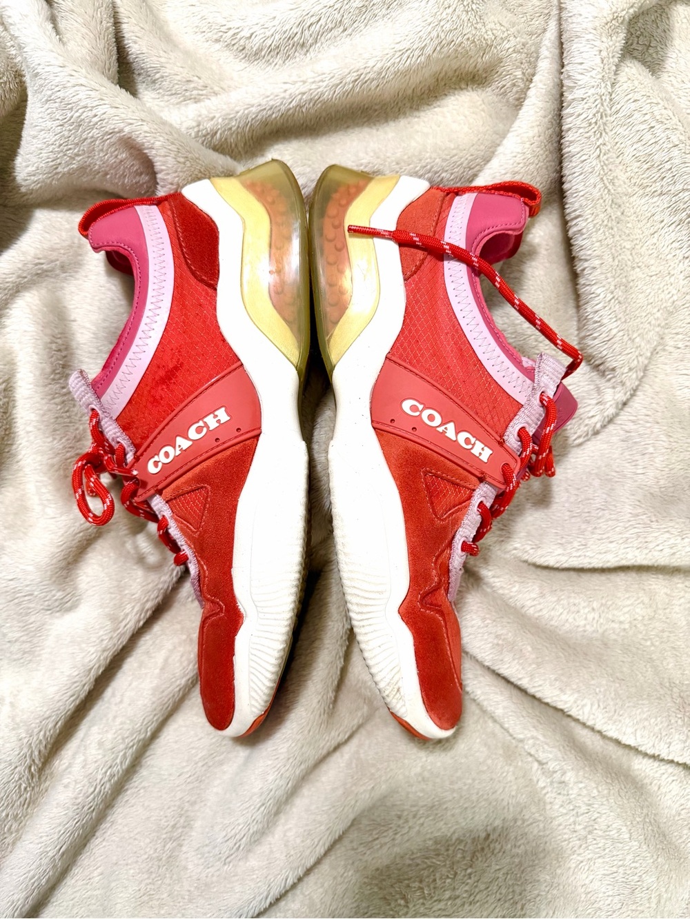 Coach Red and Pink Women's Athletic Sneakers